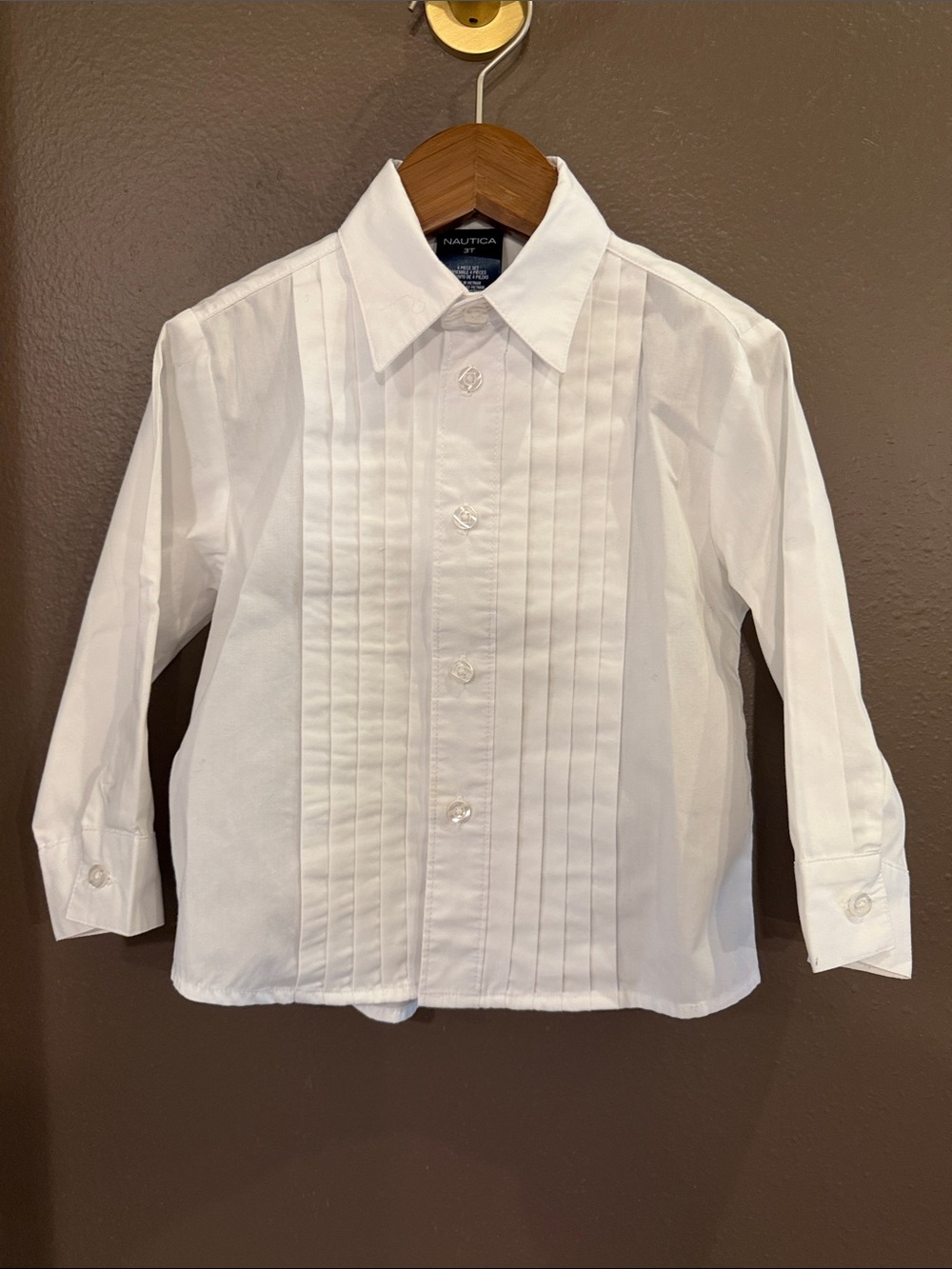 Nautica White Pleated Front Button-Down Shirt for Kids